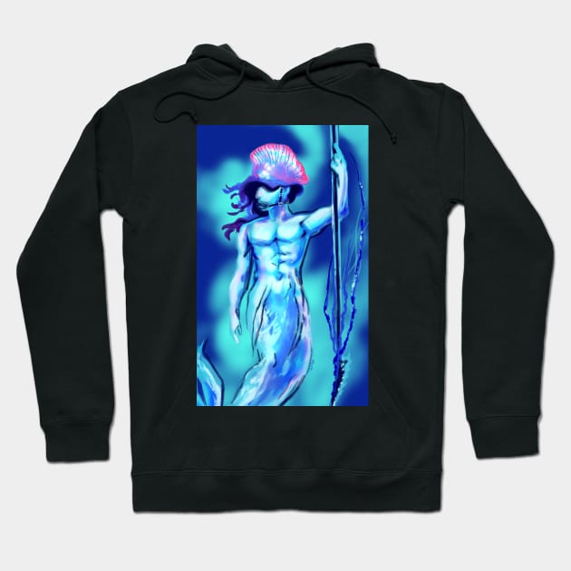 Man o War Jellyfish Merman for MerMay warrior aries spear tentacles spines Hoodie by sandpaperdaisy